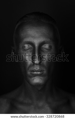 Gothic Halloween Theme Man Black Skin Stock Photo Gothic Halloween Theme Man Black Skin Stock Photo