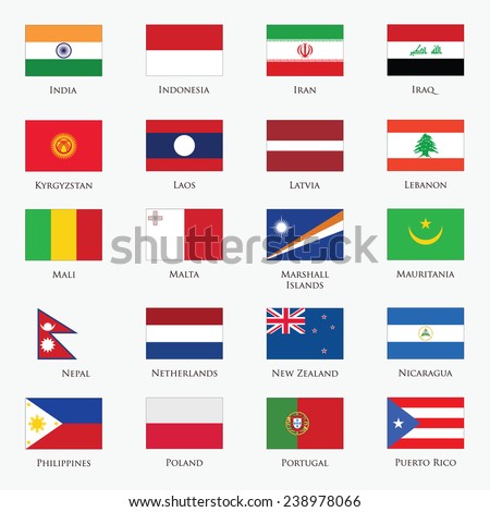 Vector Set Flags Official Colors Stock Vector 238978066 - Shutterstock