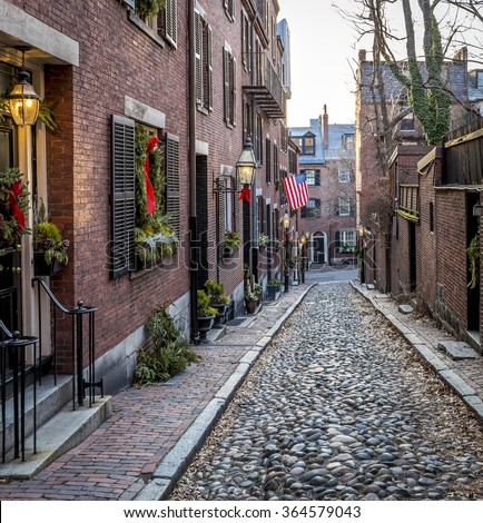 Historic Streets Boston Massachusetts USA Cobble Stock Photo (Royalty ...