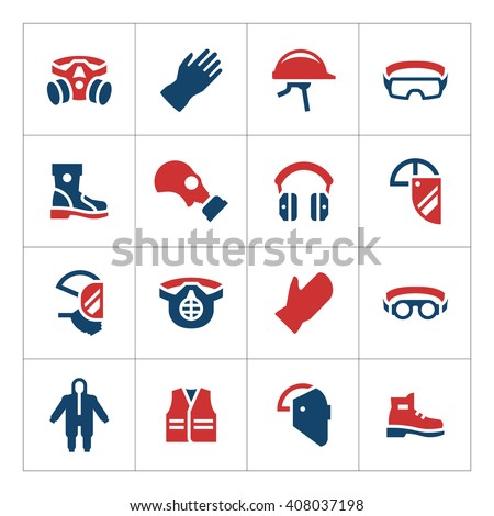 Set color icons of personal protective equipment