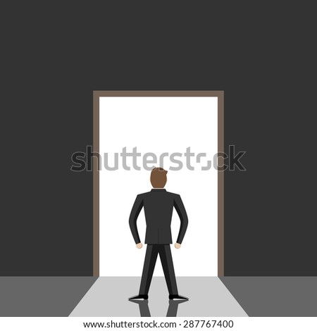 Silhouette Man Entering Dark Room Bright Stock Vector 152771651 ...