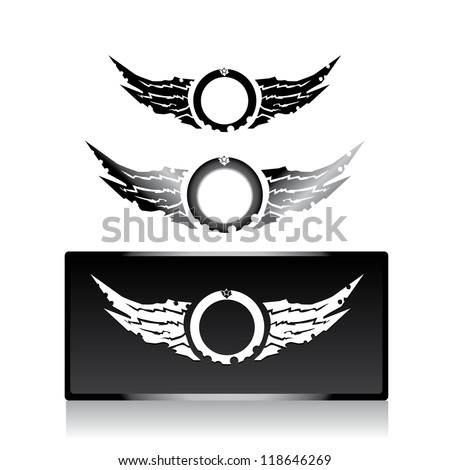Circle Label Wings Vector Illustration Biker Stock Vector 118646269