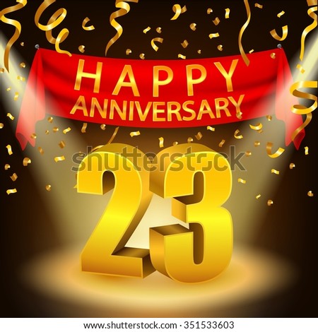 Happy 23rd Anniversary Celebration Golden Confetti Stock Illustration ...