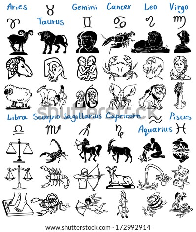 Twelve Astrology Horoscope Signs Zodiac Aquarius Stock Illustration ...