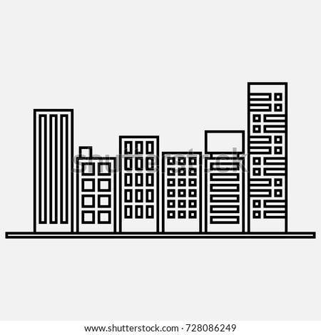 Buildings Easy Drawing Outline Stock Vector 728086249 - Shutterstock