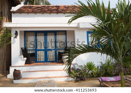 Tropical beach house at Bai Xep beach side in Quy Nhon city, central Vietnam.