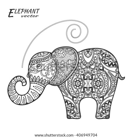 Download Indian Elephant Coloring Pages Template Vector Stock ...