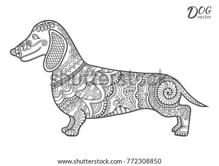 Download Hand Drawn Stylized Dog Cartoon Puppy Stock Vector 772308850 - Shutterstock