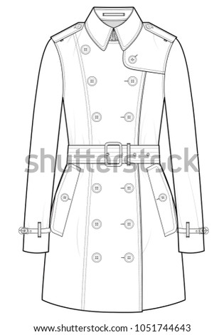 Coat Fashion Vector Illustration Flat Sketches Stock Vector 1051744643 ...