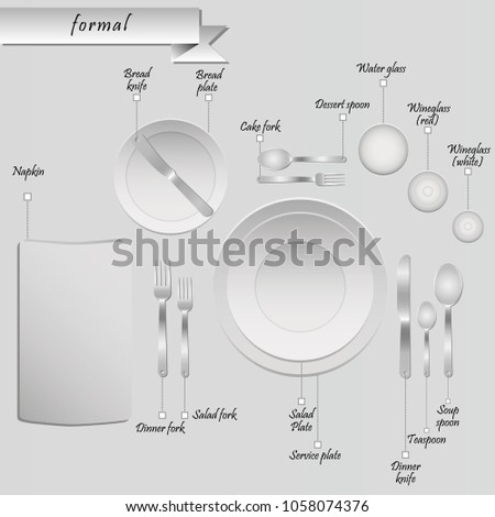 Plan Cutlery On Table On Grey Stock Vector (2018) 1058074376 ... Plan Cutlery On Table On Grey Stock Vector (2018) 1058074376 ...