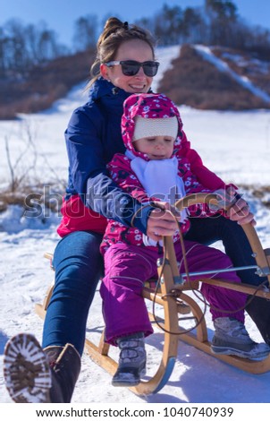 outdoor fun for family christmas vacation in a beautiful sunny winter day mummy is - Christmas Vacation Sled outdoor fun for family christmas vacation in a beautiful sunny winter day mummy is - Christmas Vacation Sled