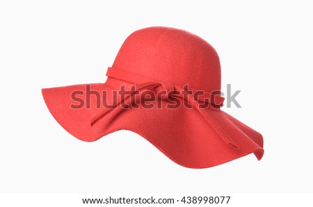 Woman`s summer red straw hat isolated on white background