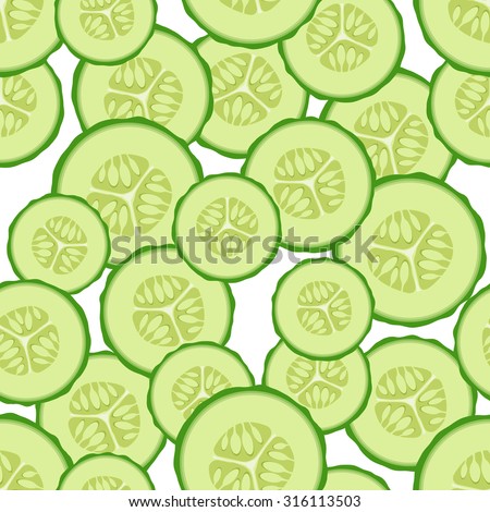 Vector seamless pattern the cut slices of cucumbers