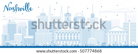 Modern Architecture Nashville nashville city skyline black white silhouette stock vector Modern Architecture Nashville nashville city skyline black white silhouette stock vector