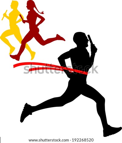 Vector illustration of silhouetteÃ¢Â?Â?s sportsmen relay running ...