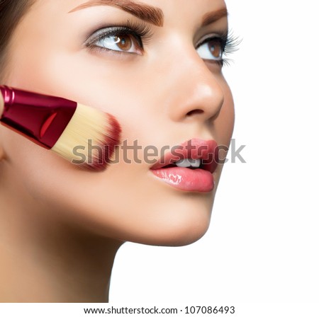 Makeup. Cosmetic. Base for Perfect Make-up.Applying Make-up