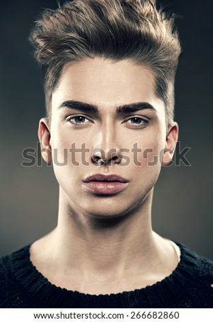 Handsome Young Fashion Model Man Portrait Stock Photo 