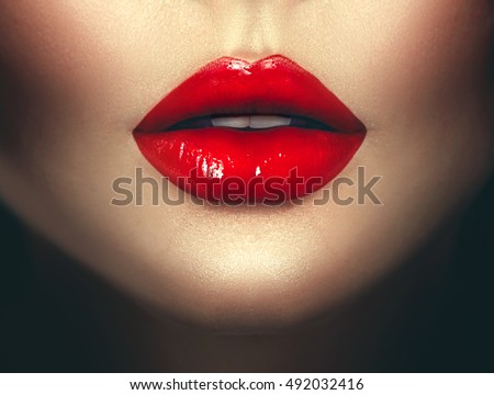 Sexy Woman Lips Red Lipstick Fashion Stock Photo 492032416 - Shutterstock