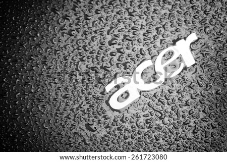 KAZAN, RUSSIA, 15 March 2015: water drops on the Acer logo