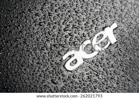 KAZAN, RUSSIA, 15 March 2015: water drops on the Acer logo