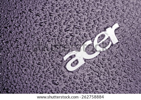 KAZAN, RUSSIA, 15 March 2015: water drops on the Acer logo
