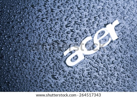 KAZAN, RUSSIA, 15 March 2015: water drops on the Acer logo