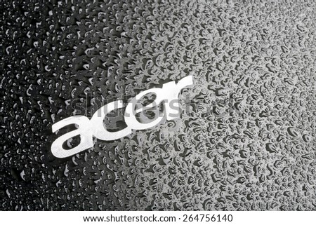 KAZAN, RUSSIA, 15 March 2015: water drops on the Acer logo