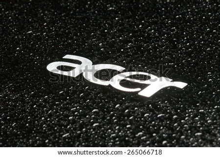 KAZAN, RUSSIA, 15 March 2015: water drops on the Acer logo