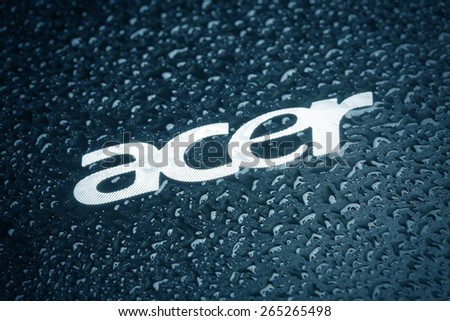 KAZAN, RUSSIA, 15 March 2015: water drops on the Acer logo
