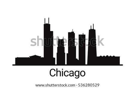 Chicago City Outline Skyline All Chicago Stock Vector 536280529