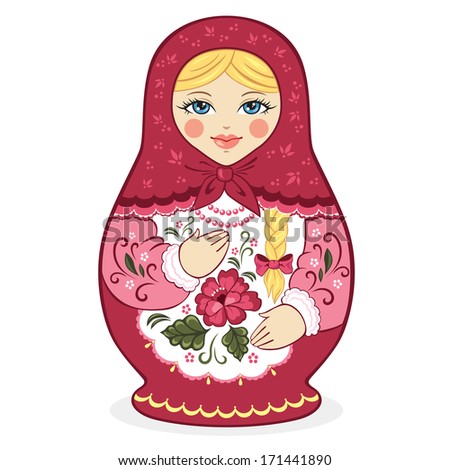 Matryoshka Doll Khokhloma Style Russian Wood Stock Vector 83052763 ...