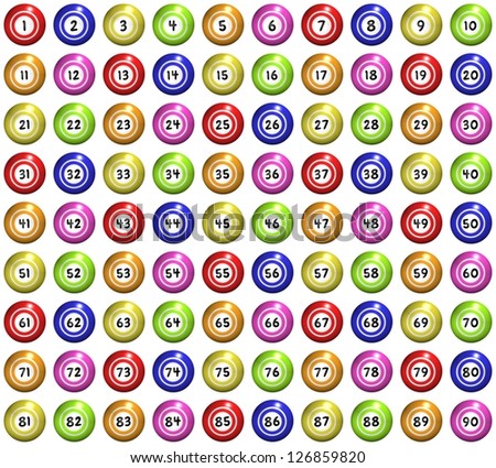 Full Set 90 Illustrated Bingo Balls Stock Illustration 126859820 ...