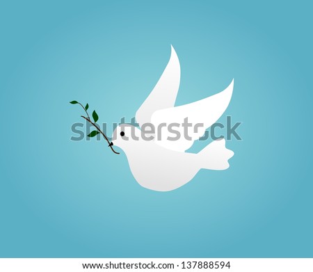 illustrated white dove holding an olive branch