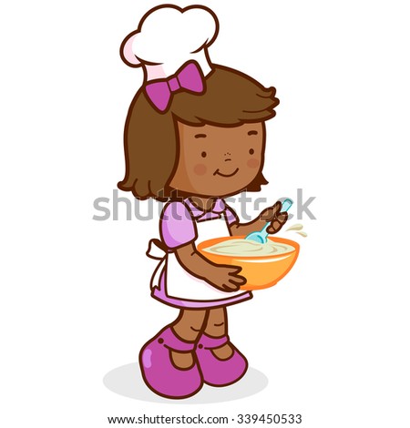 Vector Illustration Little Girl Wearing Chef Stock Vector 339450533 ...