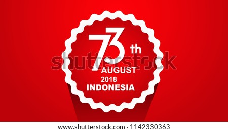 Red Circel 73 Years Happy Independence Indonesia Flag Red and White