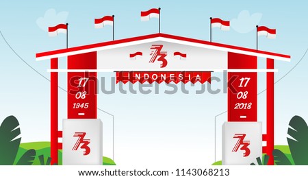 Free Gate Design Special Indonesia Independence Day 73 TH Flag red and white