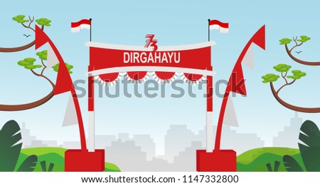 Free Gate Design 5 Special Indonesia Independence Day 73 th Flag red and white
