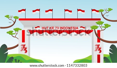 Free Gate Design 8 Special Indonesia Independence Day 73 th Flag red and white