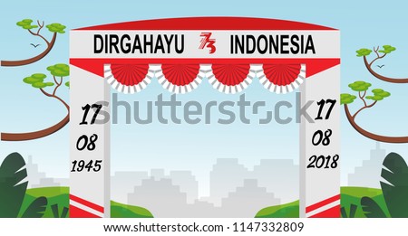 Free Gate Design 6 Special Indonesia Independence Day 73 th Flag red and white