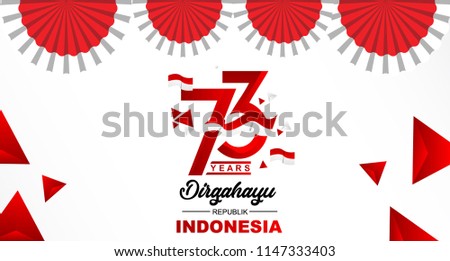 73th August 2018 Logo Special happy independence Indonesia day red and white bacground vector illustration with ballon