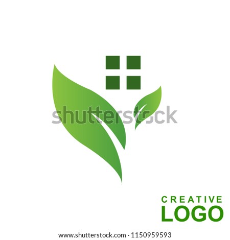 Logo Creative Home Property Concept with color green leaf