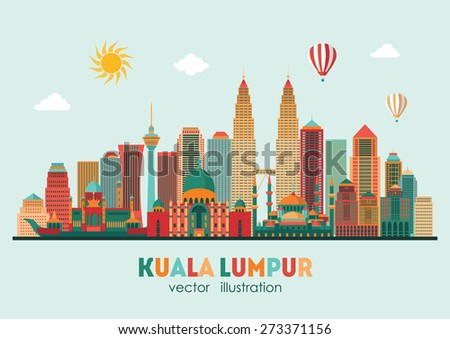 Kuala Lumpur Detailed Silhouette Vector Illustration Stock ...