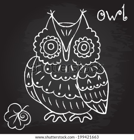 owl doodle chalk design vector illustration stock vector royalty owl doodle chalk design vector illustration e p s 1 0