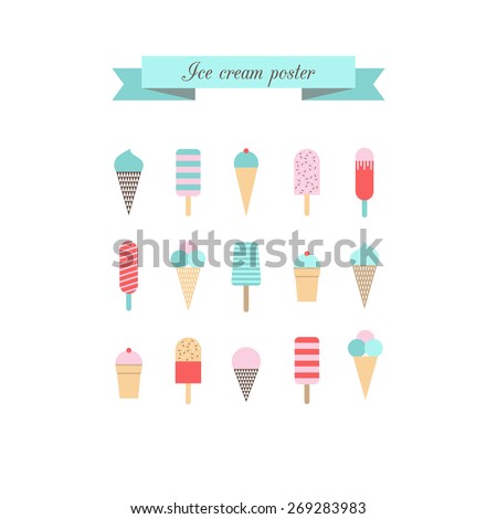 Ice cream poster. Retro style. Vector.