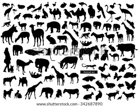 Wild Animals Silhouettes Vector Illustrations Stock Vector 106060262