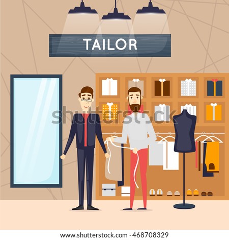 Fashion Shop Man Tailor Shop Interior Stock Vector 468708329 - Shutterstock