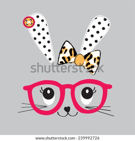 Download Cute Bunny Face Glasses Vector Illustration Stock Vector ...