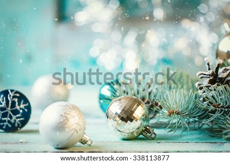 Christmas decoration on abstract background,vintage filter,soft focus