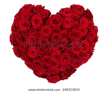 Heart Shaped Bouquet Red Roses Isolated Stock Photo 92371219 - Shutterstock