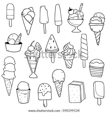 Hand Drawn Vector Illustrations Collection Ice Stock Vector 622340864 